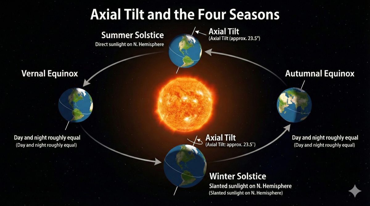 地軸の傾きと四季の関係